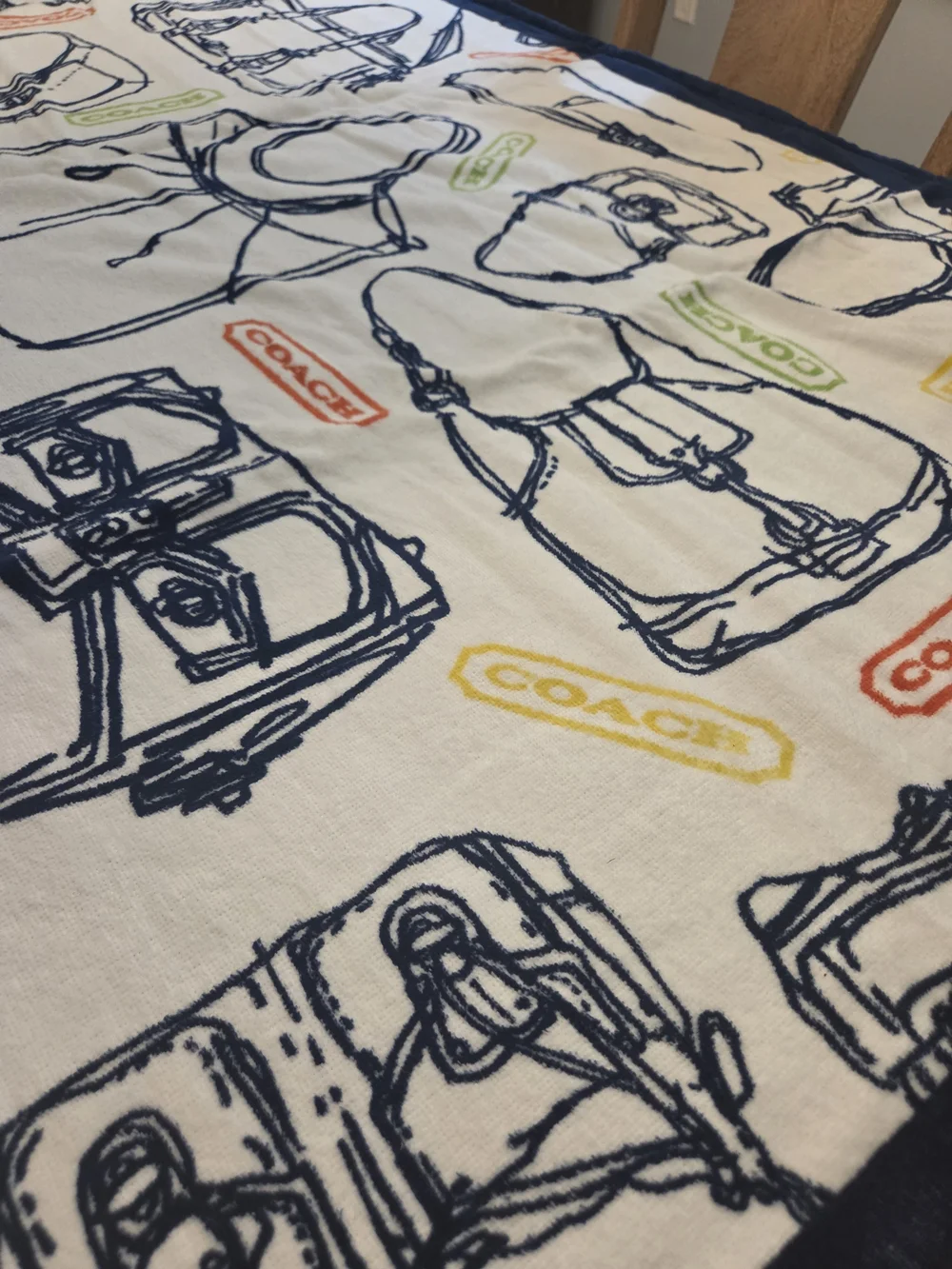 Coach White/Navy RARE Beach Towel NWOT
